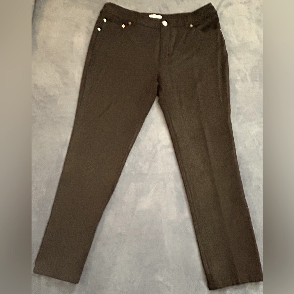 Eric Black Stretch Snakeskin Jenny Jean•Gold Accents•Size 12•Tummy control